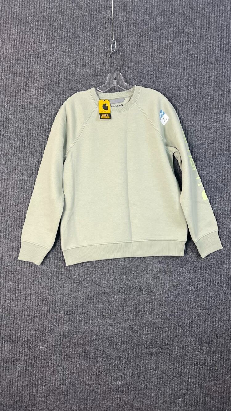 Carhartt Sweatshirt Womens Medium Green Relaxed Fit Midweight Graphic Crew Neck